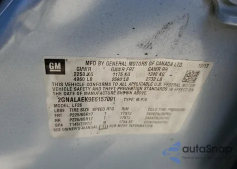 2014 Chevrolet Equinox Ls из США, поврежденный, VIN 2GNALAEK9E6157091